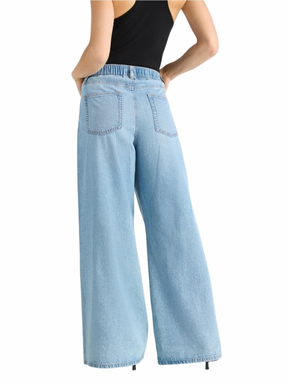 High-Rise Light Blue Wide-Leg Women's Jeans - Picture 2 of 5